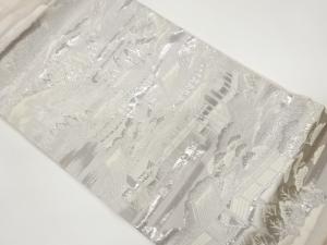 九百錦プラチナ箔屋敷風景模様織出し名古屋帯